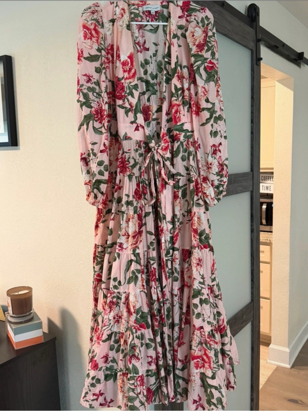 Gibson Latimer Pink Floral Tie-Front Maxi Dress